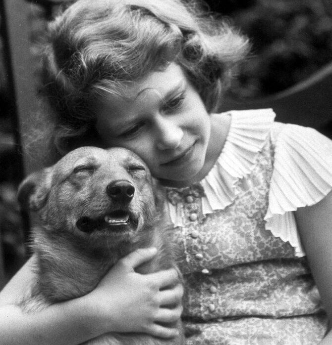 young queen with dog